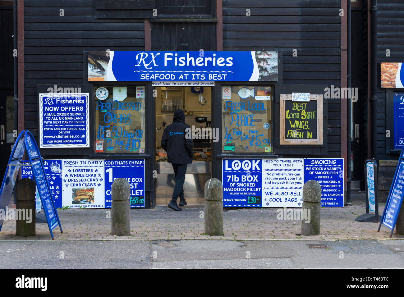 RX fisheries, fresh fish shop front, fishmonger, seafood, hastings