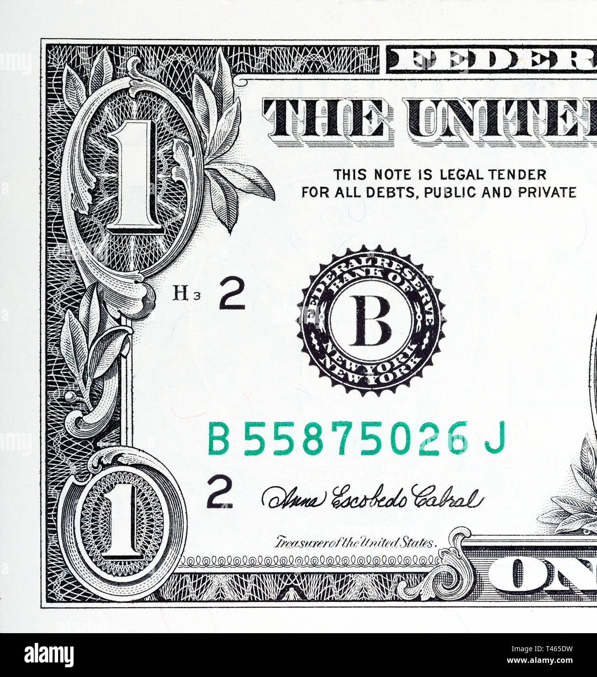 Part of one U.S. dollar bill in macro shot Stock Photo Alamy