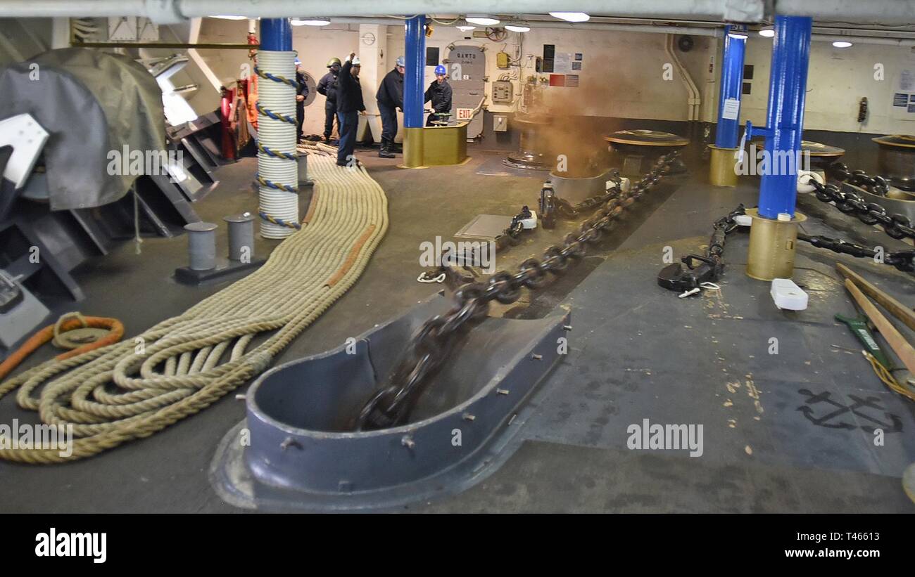 Sasebo Bay March 4 2019 Sailors Attached To U S 7th Fleet Flagship Uss Blue Ridge Lcc