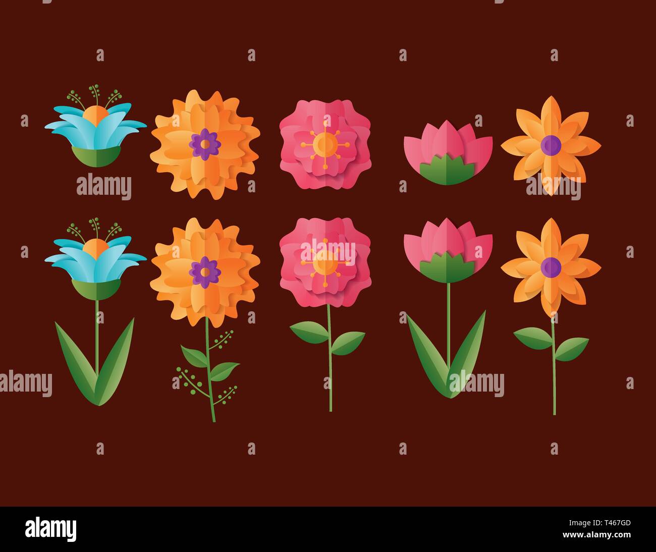 set of flowers nature Stock Vector Image & Art - Alamy