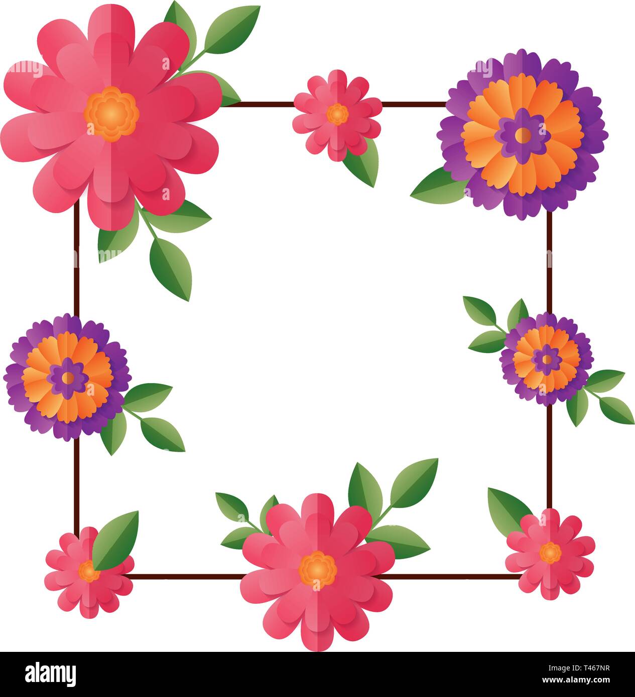 floral flowers frame decoration Stock Vector Image & Art - Alamy