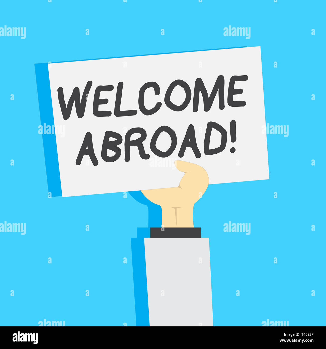 Handwriting text writing Welcome Aboard. Conceptual photo on board as on  ship train or plane captain welcoming Clipart of Hand Holding Up Blank  Sheet Stock Photo - Alamy