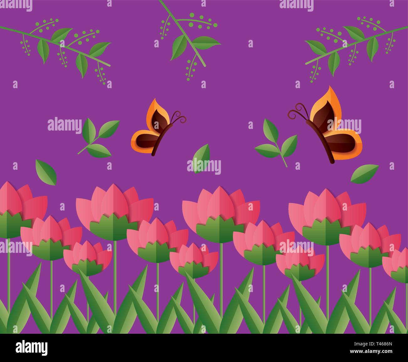 flowers butterflies spring Stock Vector Image & Art - Alamy