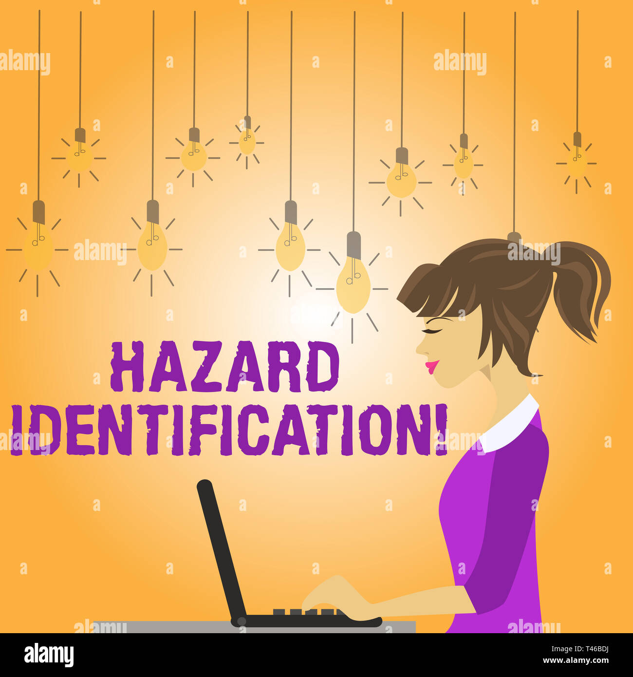 Writing note showing Hazard Identification. Business concept for