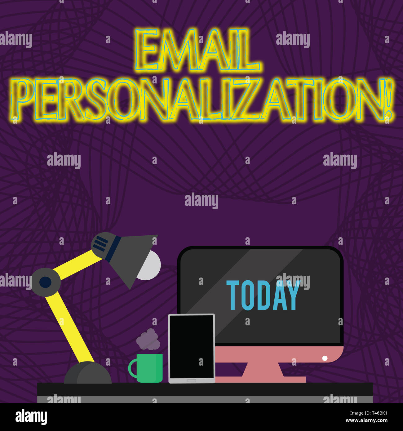 Handwriting text Email Personalization. Conceptual photo allows to insert demonstratingal data into the email template Arrangement of Workspace for Ni Stock Photo