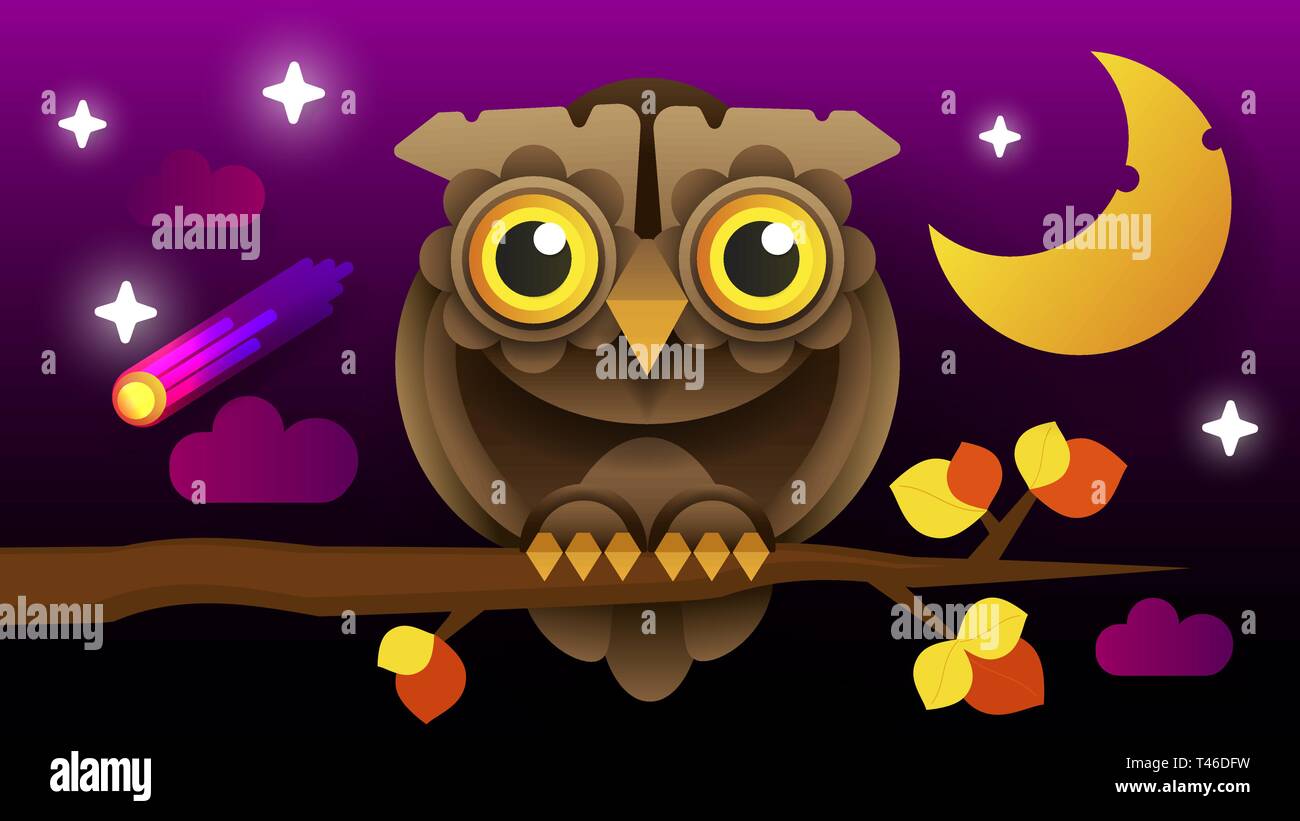 Owl Vector Isolated Icon. Wild Forest Feathered Nocturnal Predatory ...