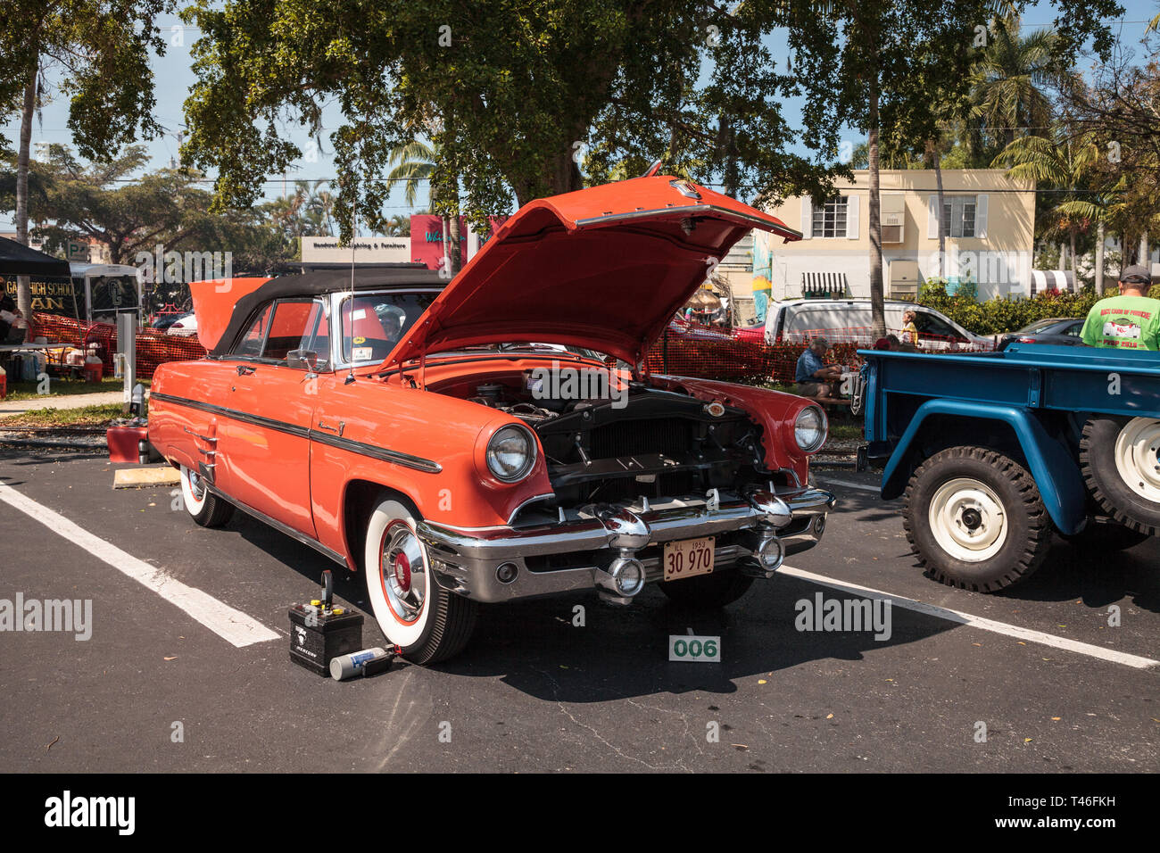 Naples, Florida, USA – March 23,2019: Red 1953 Mercury Monterey Convertible at the 32nd Annual Naples Depot Classic Car Show in Naples, Florida. Edito Stock Photo