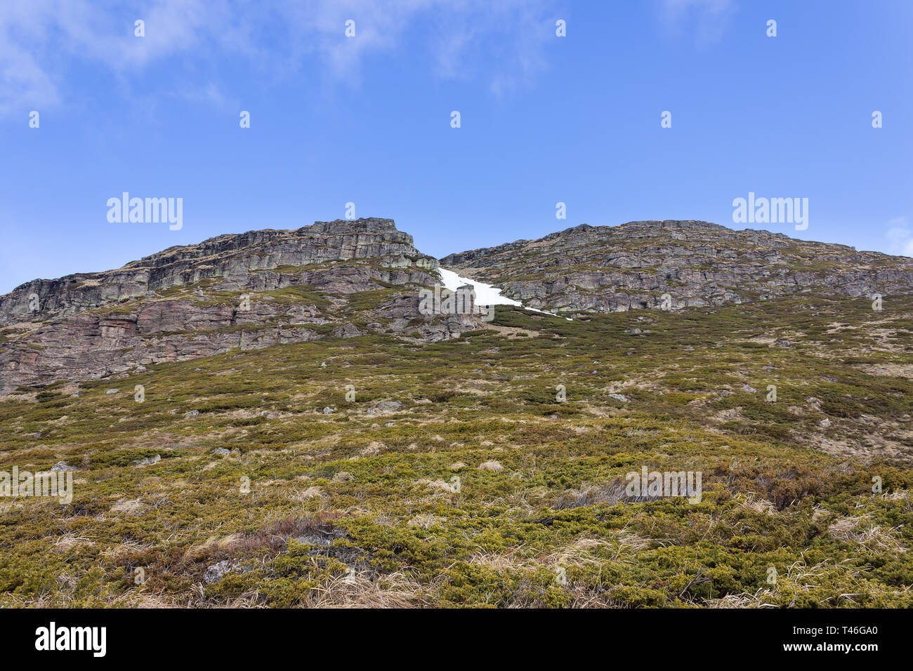 Impressive, rocky, iconic, sunlit Kopren summit on Old mountain and ...