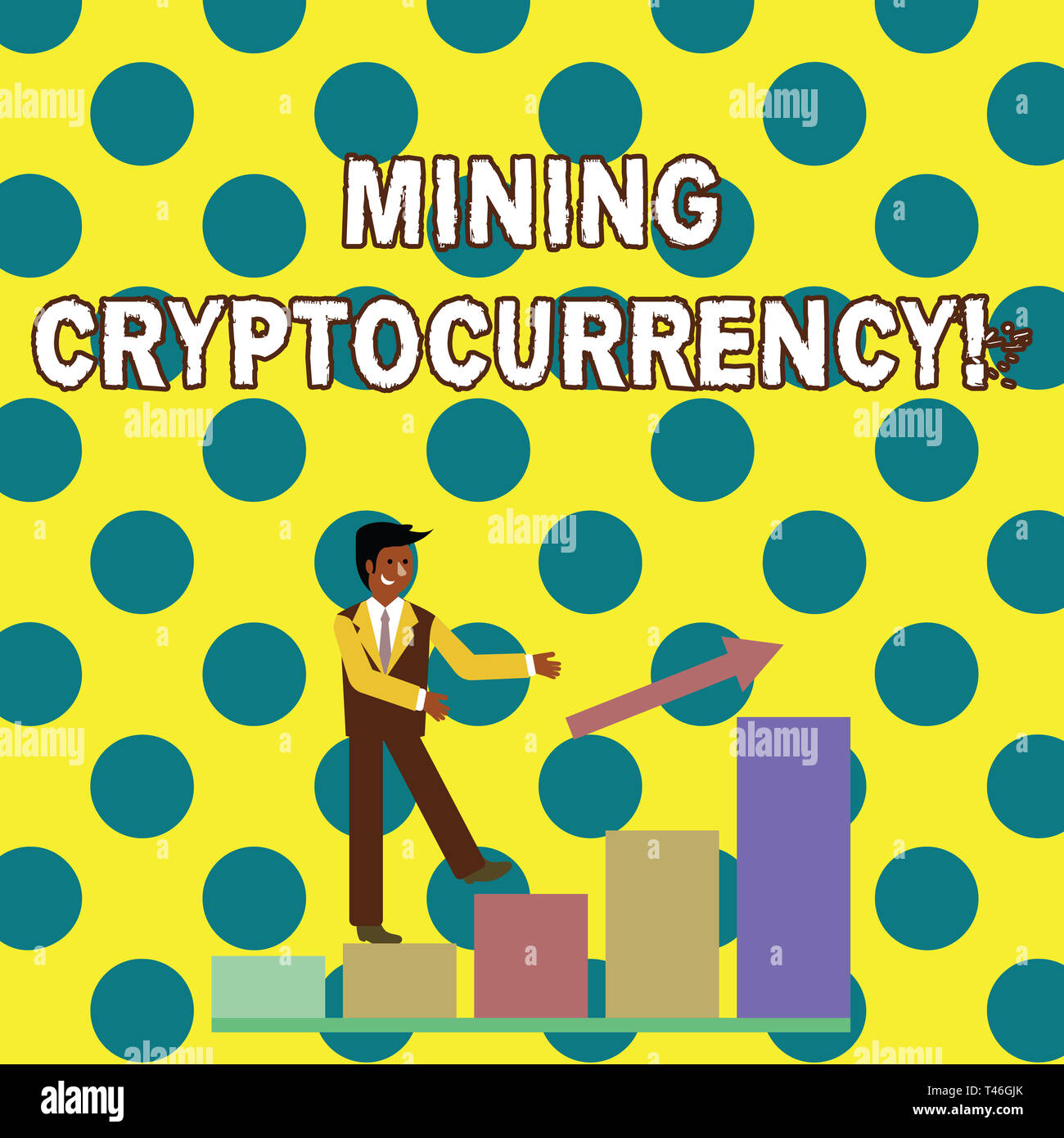 Conceptual hand writing showing Mining Cryptocurrency. Concept meaning  handling of transaction in the digital currency system Smiling Businessman  Clim Stock Photo - Alamy