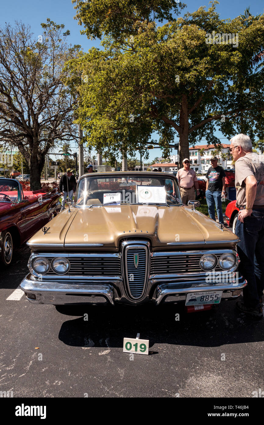 Naples, Florida, USA March 23,2019 Tan 1959 Corsair at the 32nd