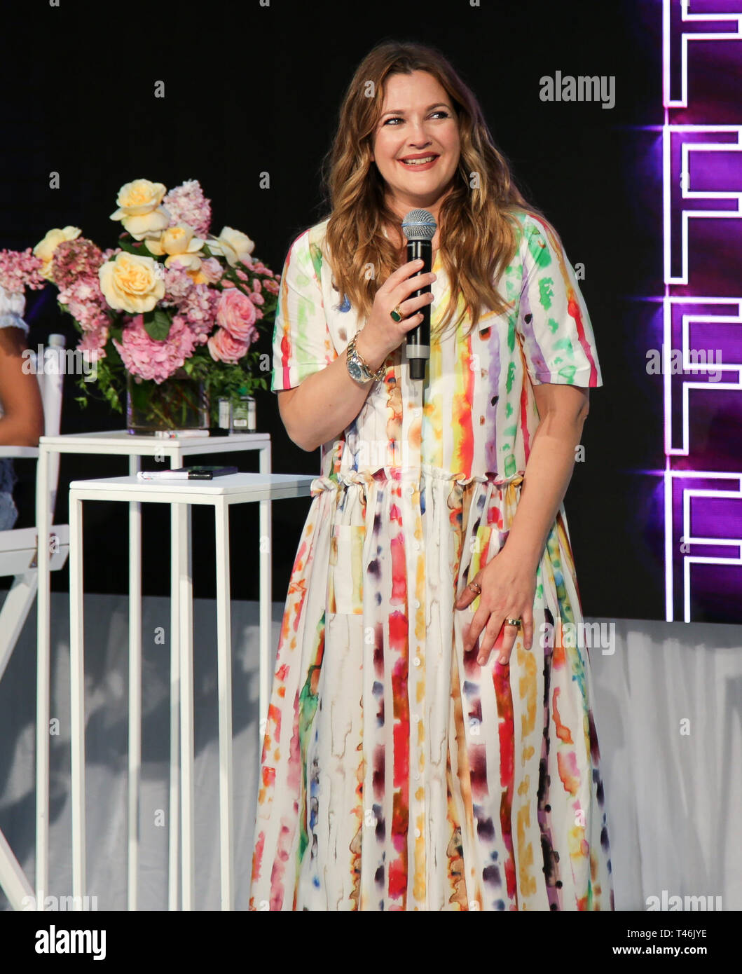 Drew Barrymore Seen Speaking During The Event To Celebrate The Launch