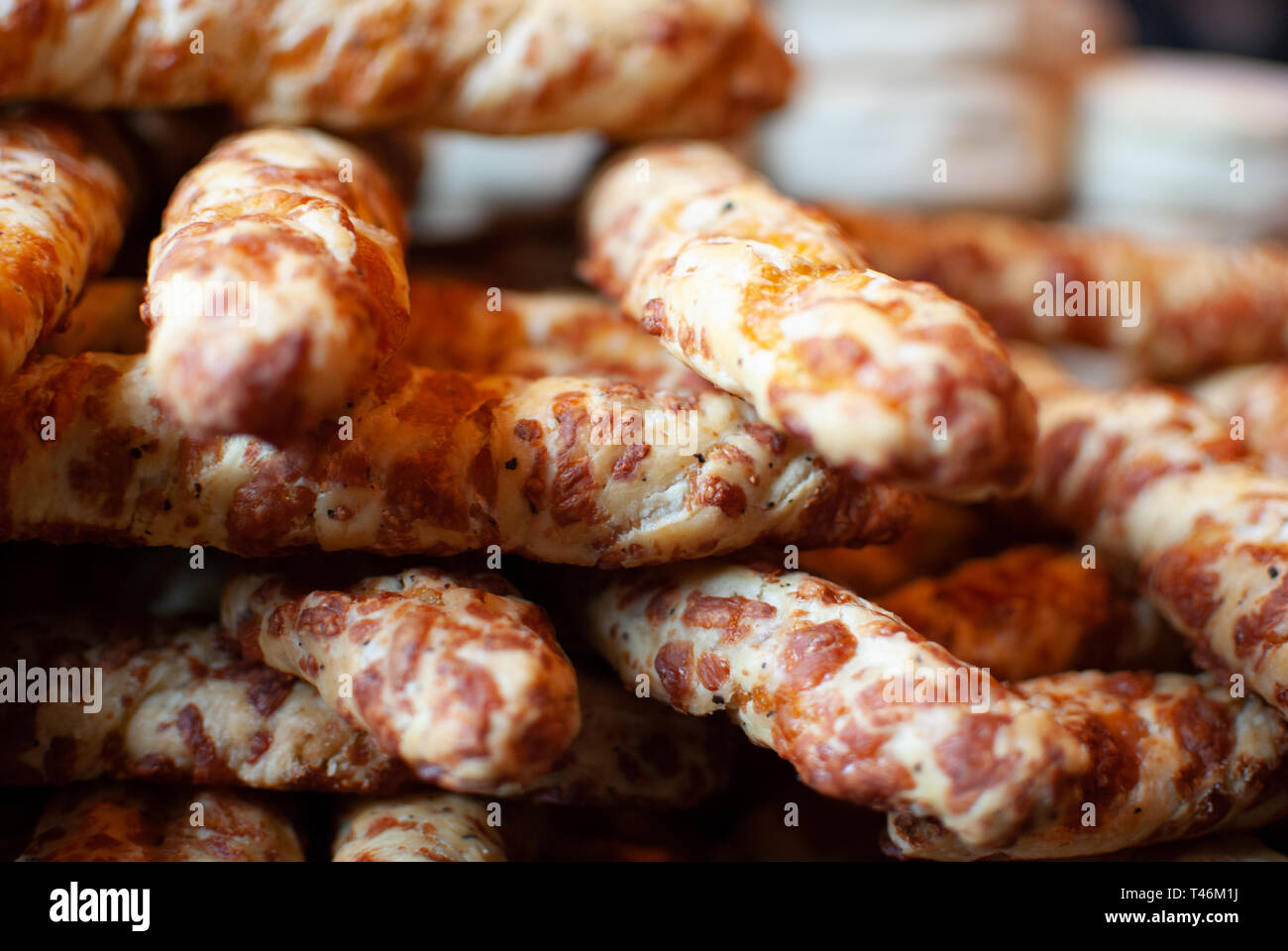 Stack of cheese straws Stock Photo