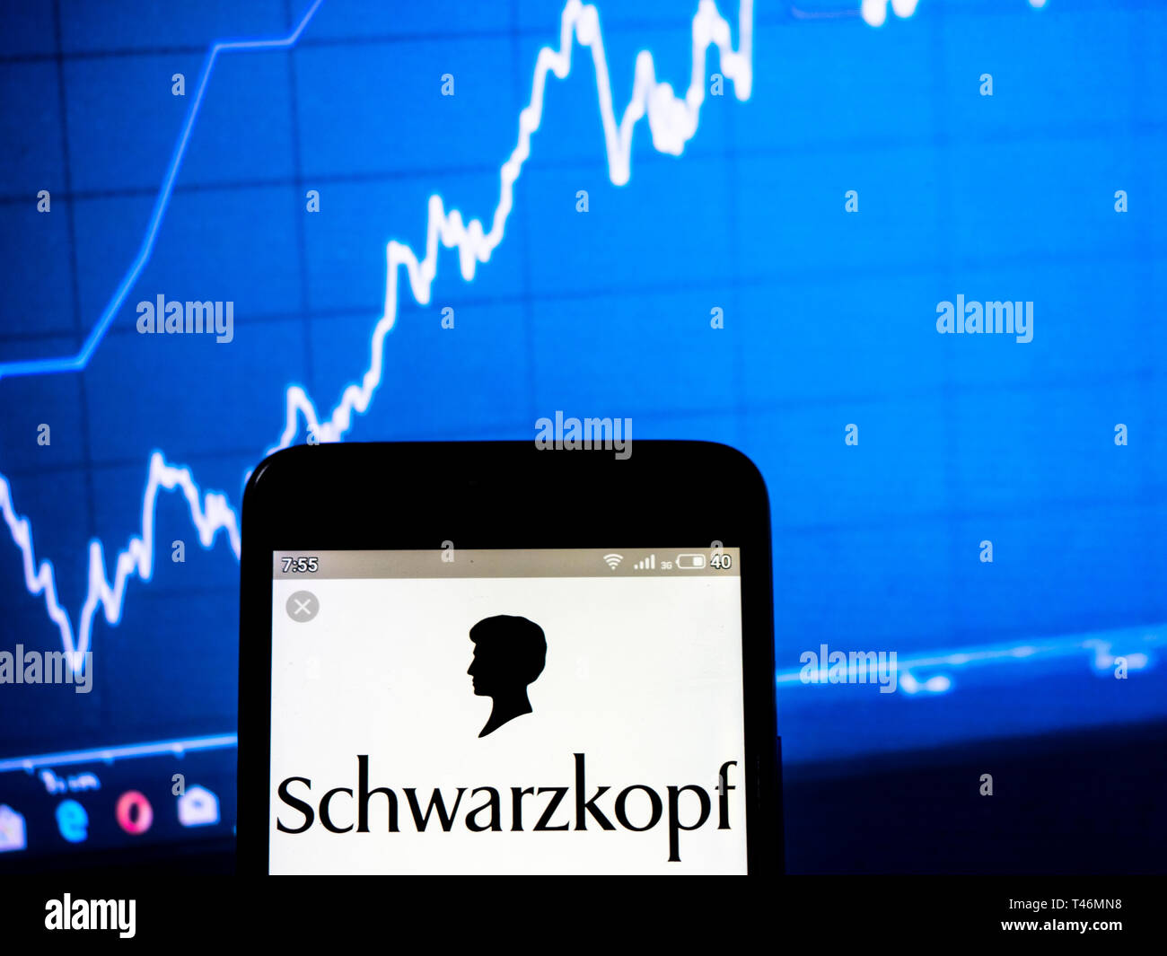In this photo illustration a Schwarzkopf logo seen displayed on a smart phone Stock Photo