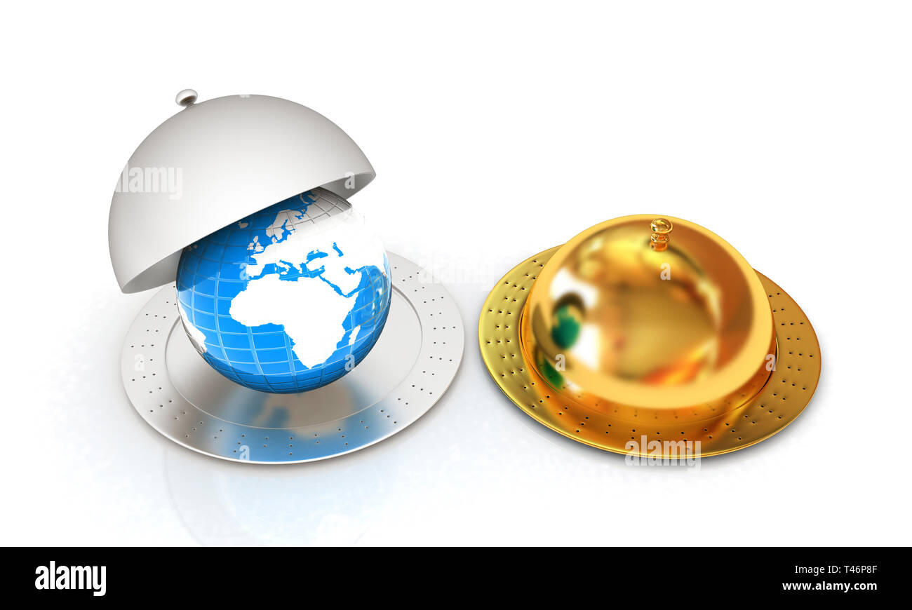 Serving dome or Cloche and Earth Stock Photo