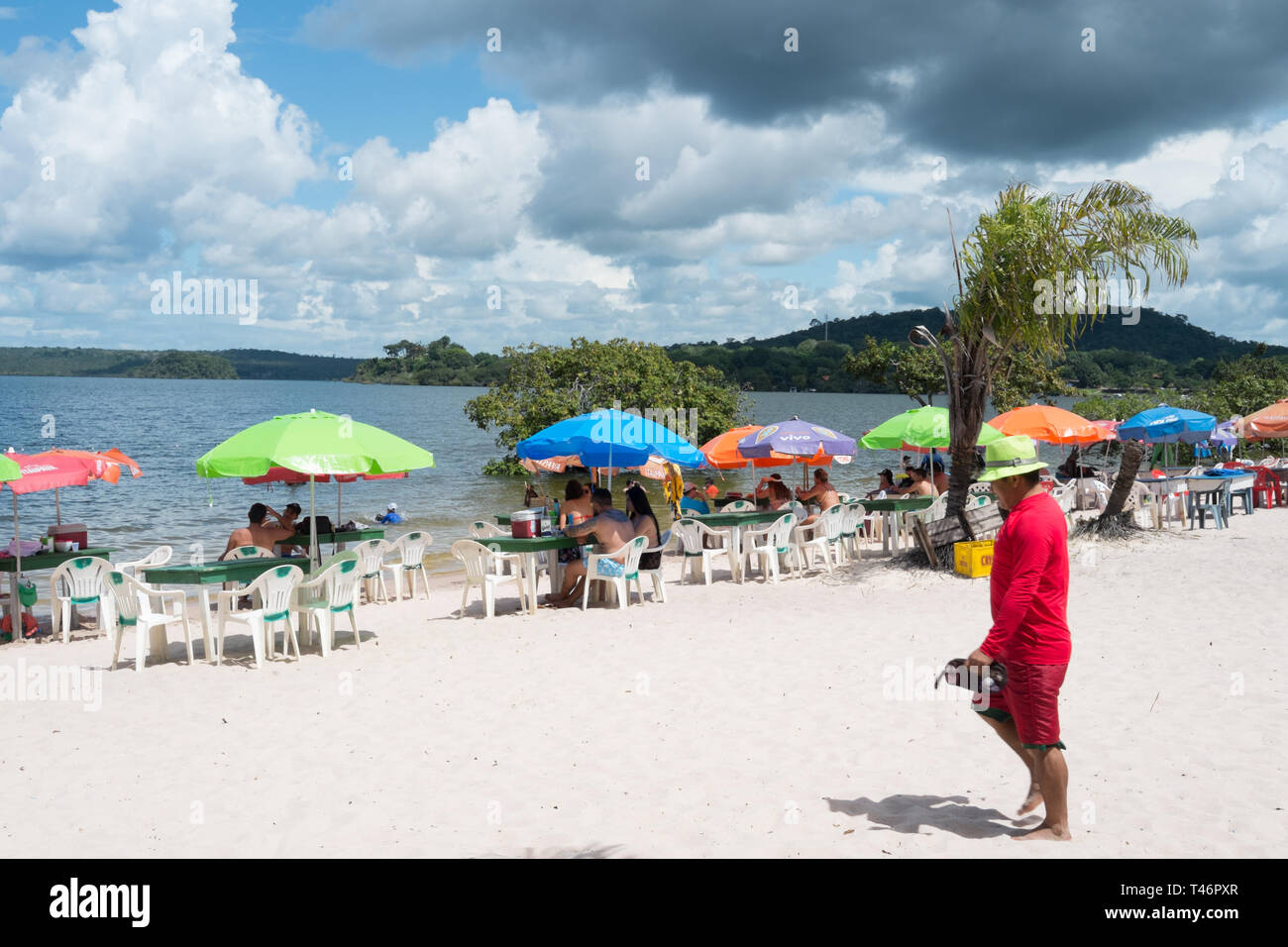 The beach, Alter do Chao, Para State, Amazonia, Brazil Stock Photo