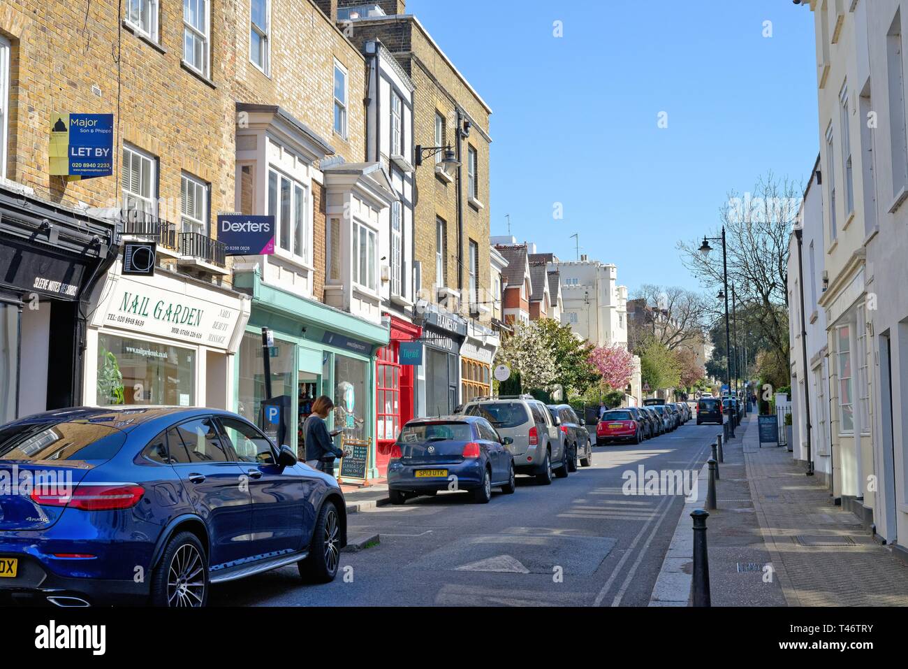 Small local shops on Richmond Hill road, Richmond on Thames Greater London Surrey England UK Stock Photo