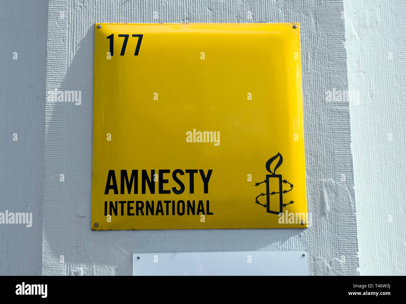 Amsterdam, Netherlands 12 april 2019; Sign of Amnesty international in Amsterdam in the Netherlands Stock Photo