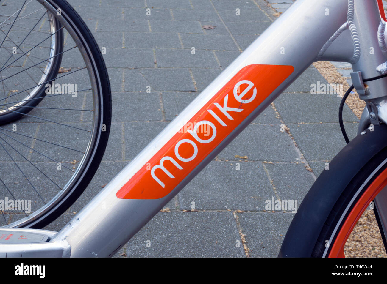 Rotterdam, Netherlands 14 april 2019; Mobike bike in the streets of Rotterdam in the Netherlands Stock Photo