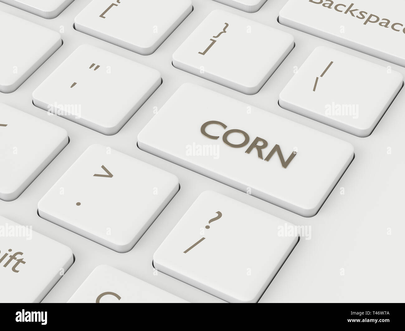 3d render of keyboard with corn key. Stock market agricultural ...