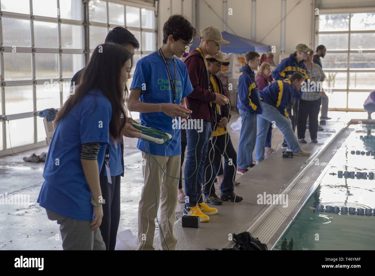 CHARLESTON, S.C. (March 13, 2019) Participating teams compete during the SeaPerch Charleston Challenge at Danny Jones Recreation Complex during Charleston Navy Week, March 13. The Navy Week program serves as the Navy's principal outreach effort in areas of the country without a significant Navy presence. Stock Photo