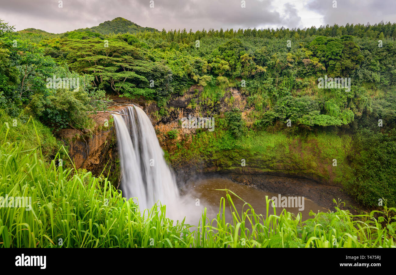 Wailua Falls, Kauai, Hawaii Stock Photo