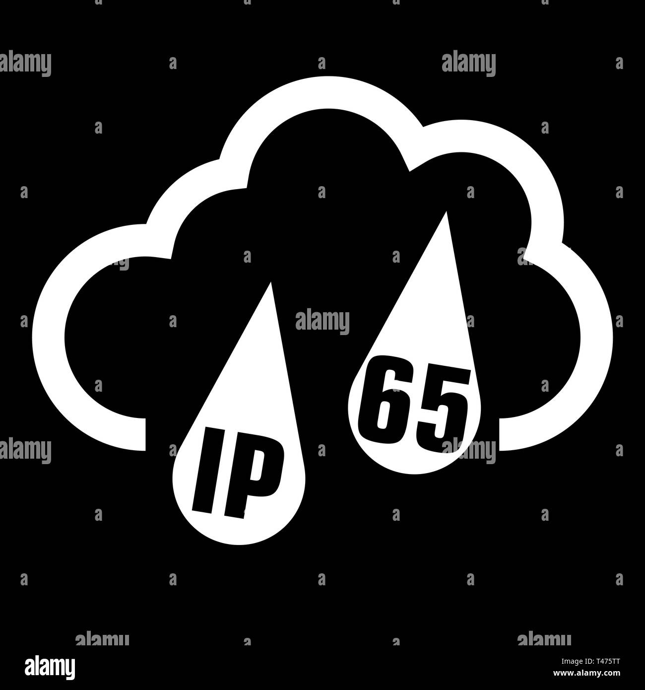 IP65 protection certificate standard icon. Water and dust or solids ...