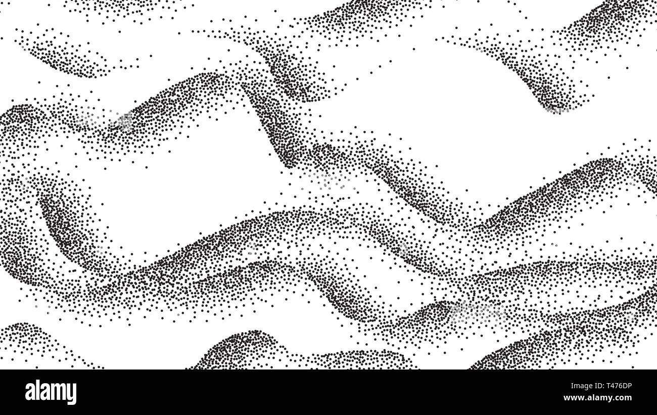 Pointillism, Abstract Waves, Curves Lines Vector Background Stock ...