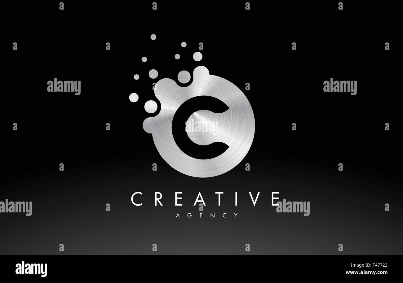 Silver Metal Dots Letter C Logo. C Letter Design Vector with Dots Stock ...