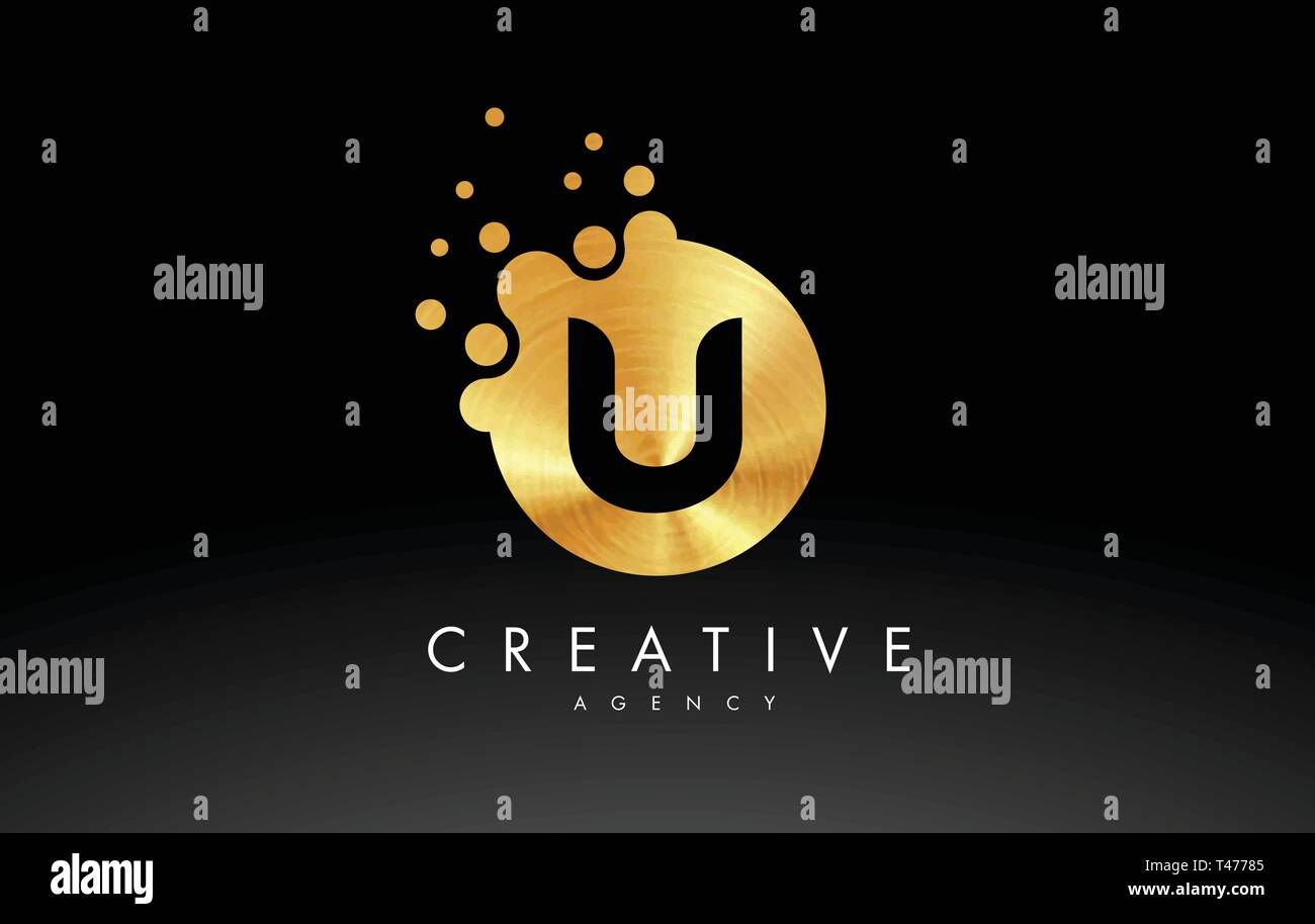 Golden Metal Dots Letter U Logo. U Letter Design Vector with Dots Stock ...