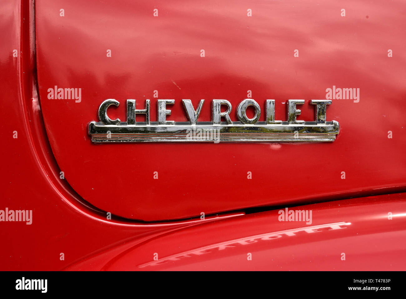 Nameplate on Chevrolet car Stock Photo Alamy