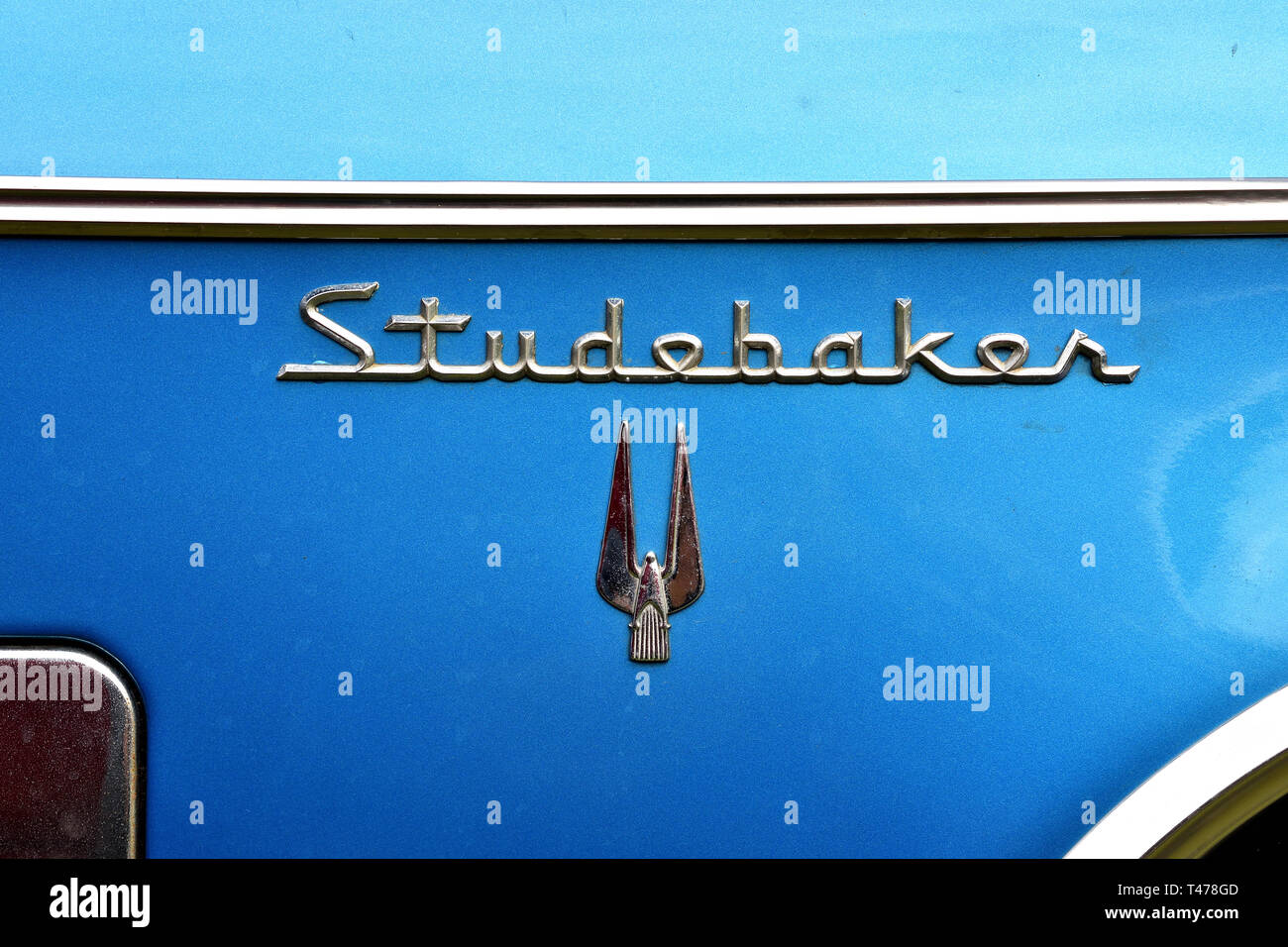 Nameplate on Studebaker car Stock Photo