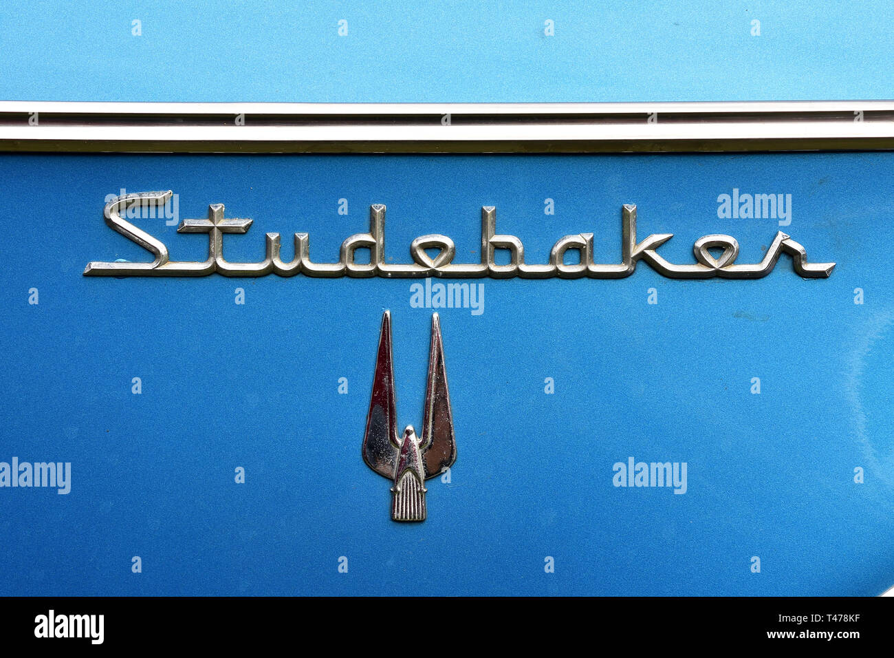 Nameplate on Studebaker car Stock Photo
