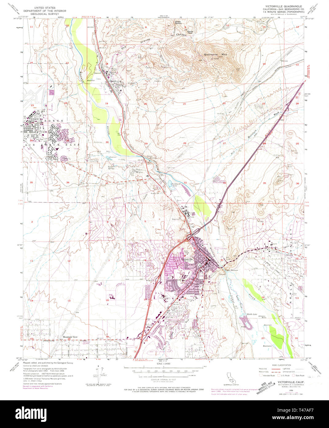 USGS TOPO Map California CA Victorville - Usgs Topo Map California Ca Victorville 301142 1956 24000 Restoration T47AF7 