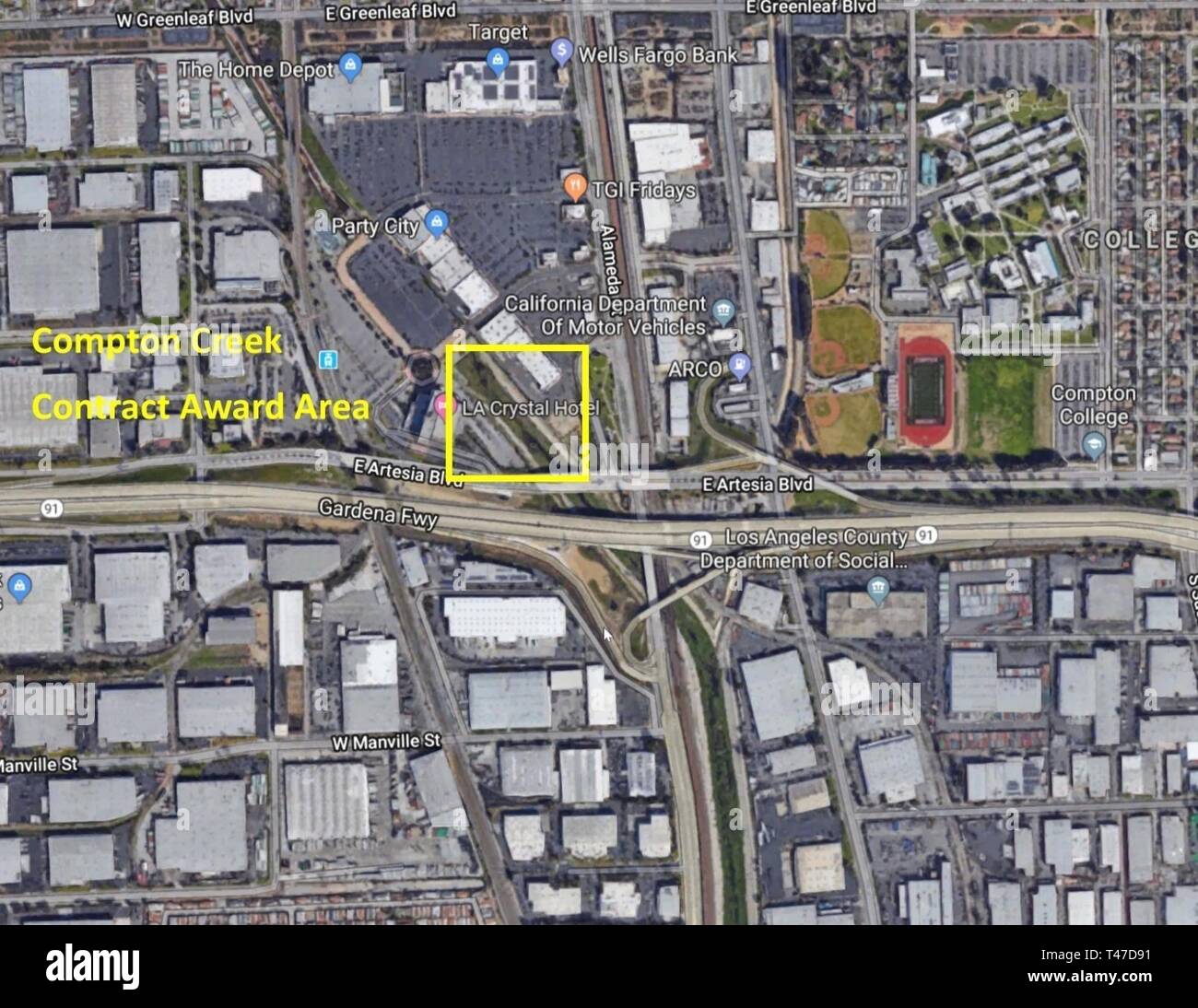 Google map of Compton Creek project area Stock Photo Alamy
