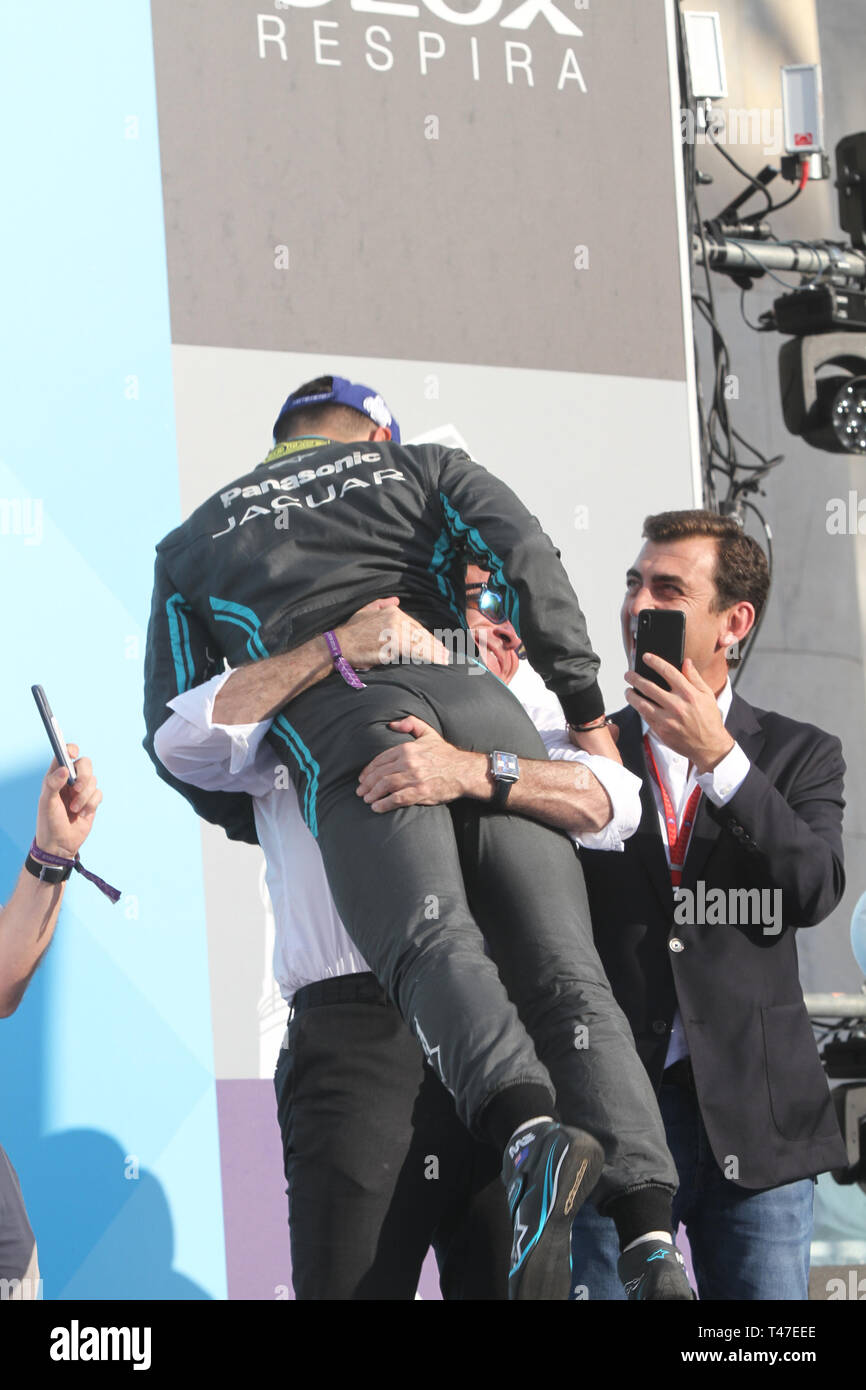 Rome, Italy. 13th Apr, 2019. Mitch Evans with Jaguar Racing win the Geox  Rome E-Prix Round 7 as part of the ABB FIA Formula E Championship on April  13, 2019 in Rome,