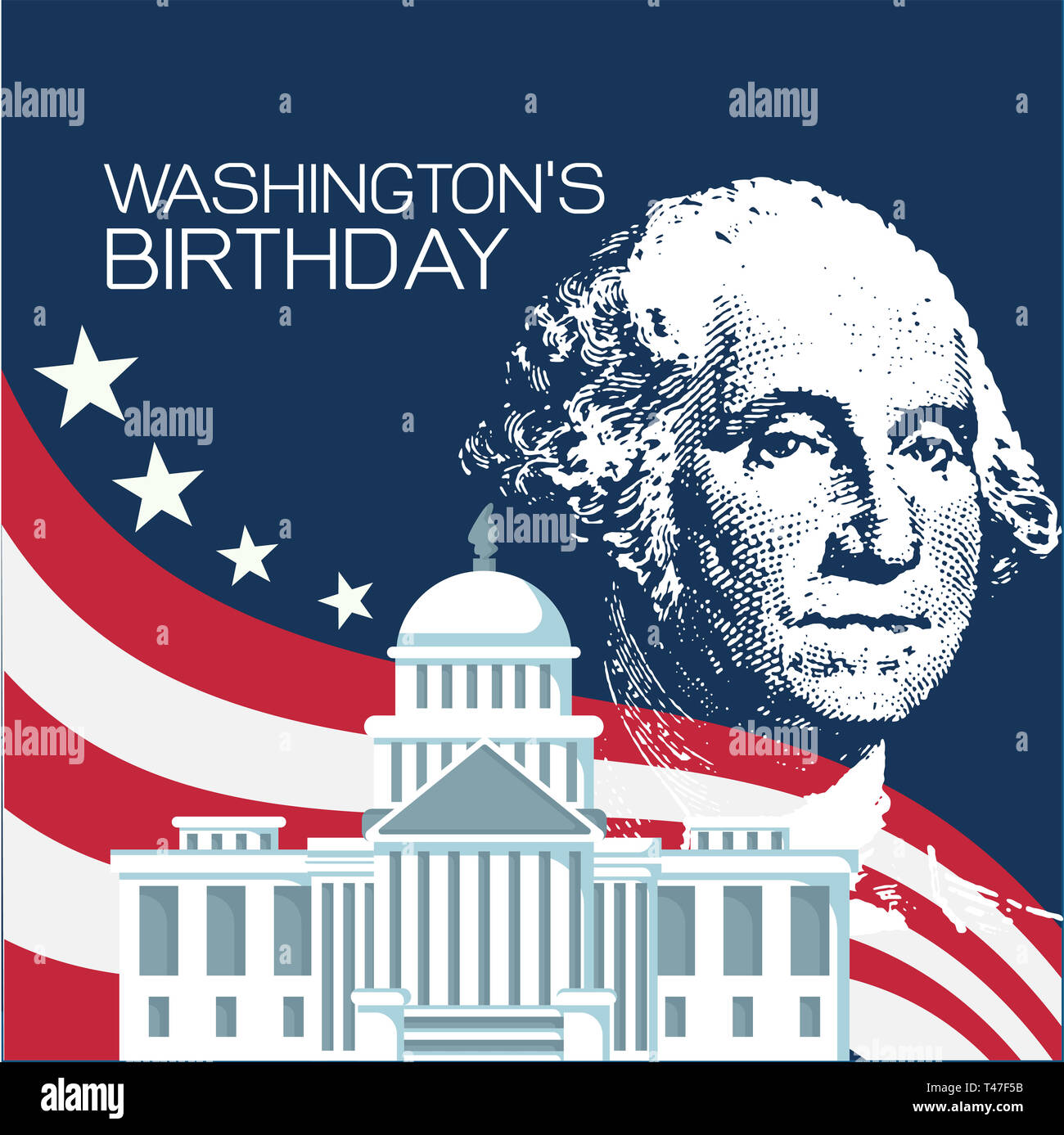 Vector graphic Illustration of Washington Birthday Stock Photo Alamy