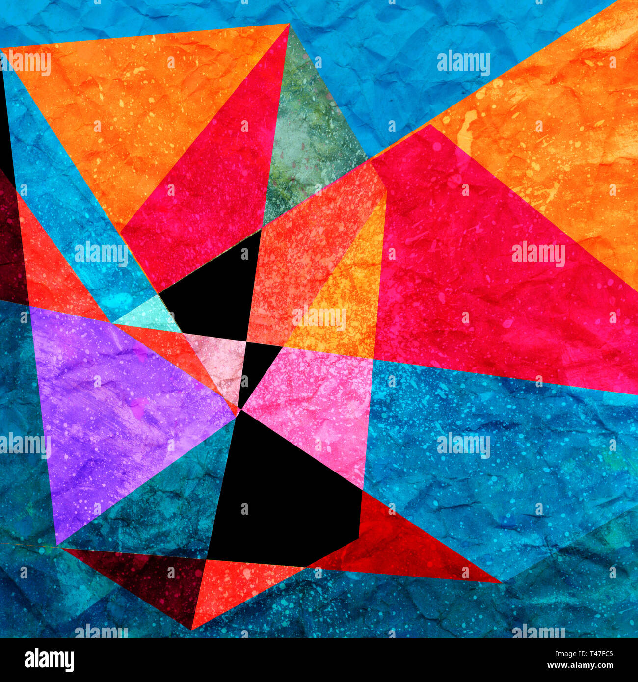 Watercolor abstract colorful background with geometry elements ...