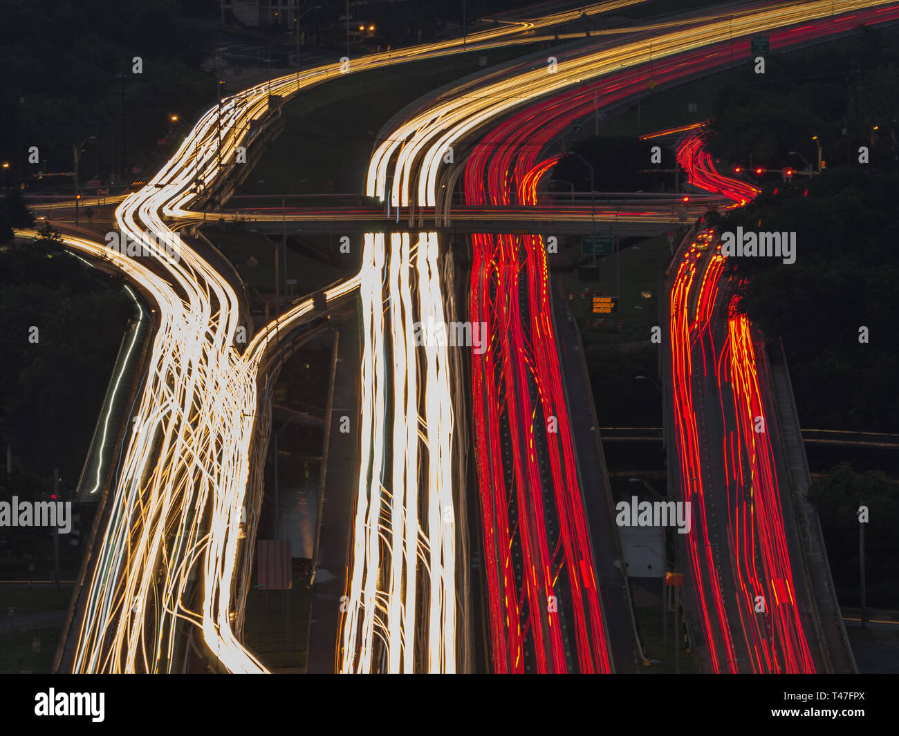 Austin traffic congestion on Interstate 35 at Riverside Drive Stock Photo