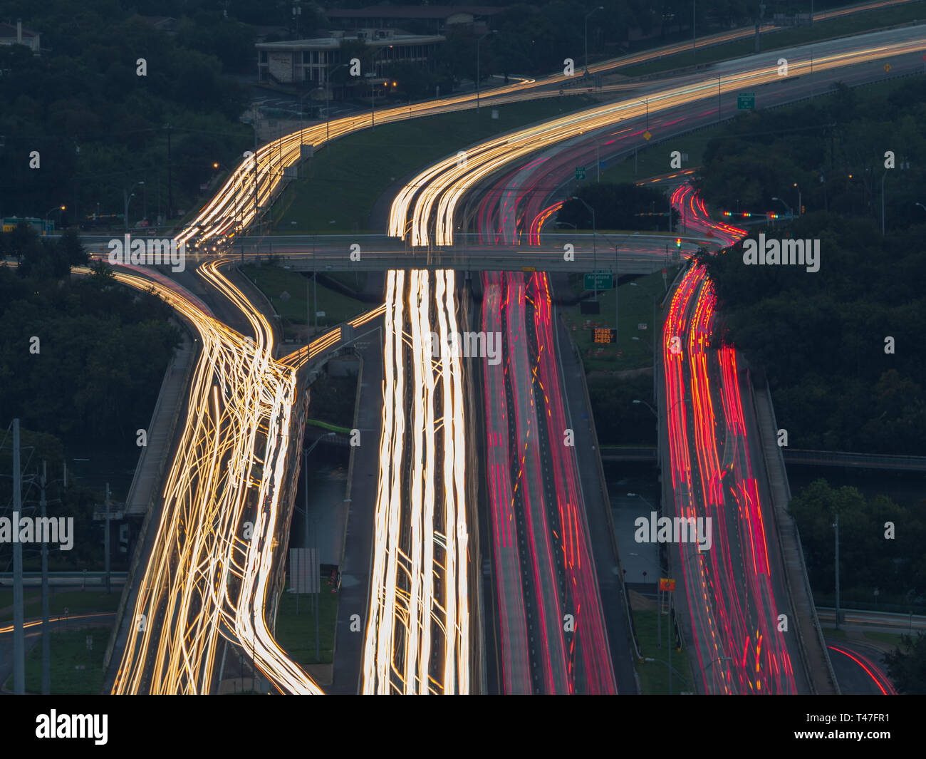 Austin traffic congestion on Interstate 35 at Riverside Drive Stock Photo