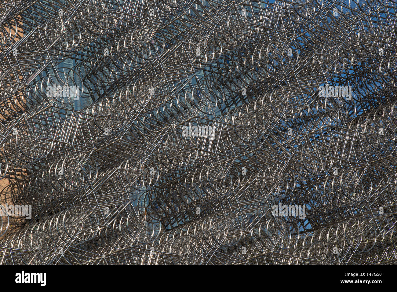 Ai Weiwei's "Bicycles Forever" in Austin, Texas Stock Photo