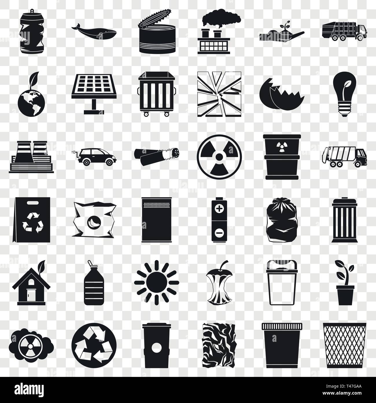 Save ecology icons set, simple style Stock Vector