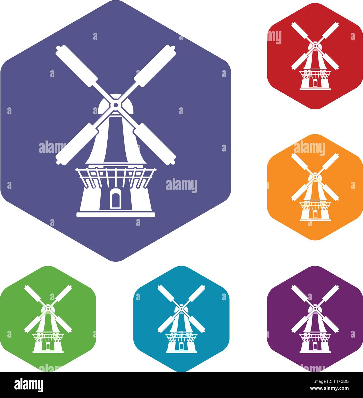 Windmill icons vector hexahedron Stock Vector