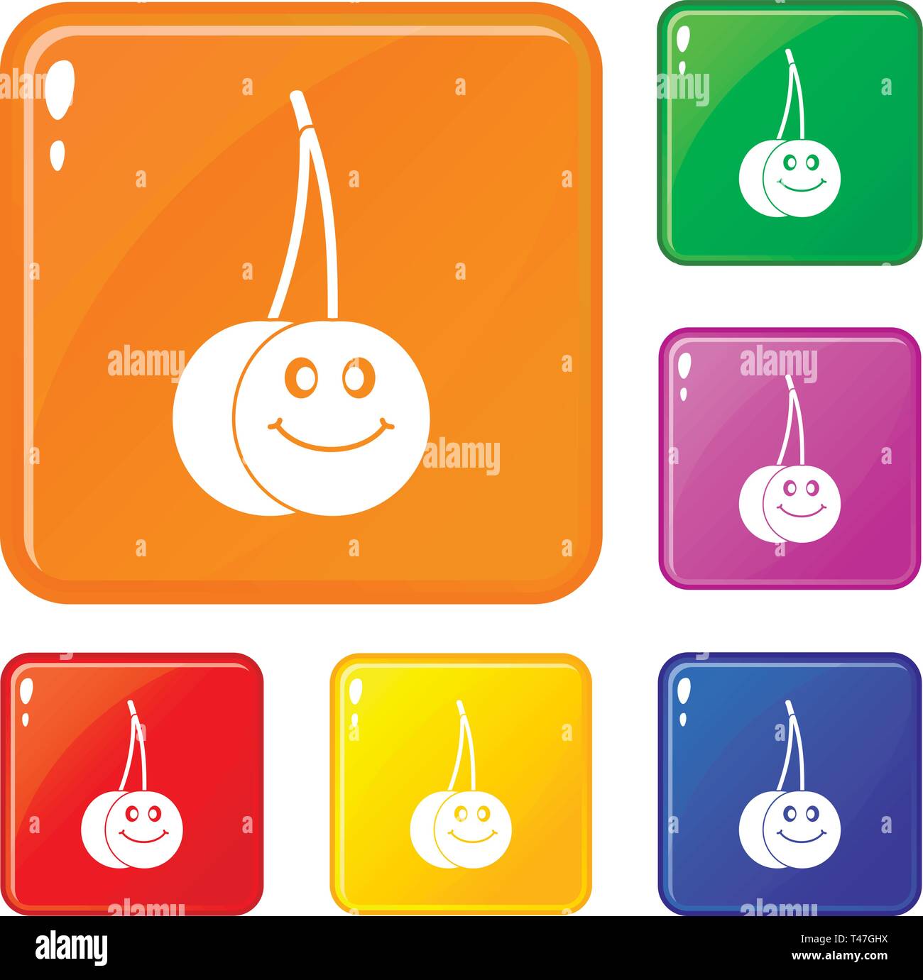 Ripe smiling cherry icons set vector color Stock Vector Image & Art - Alamy
