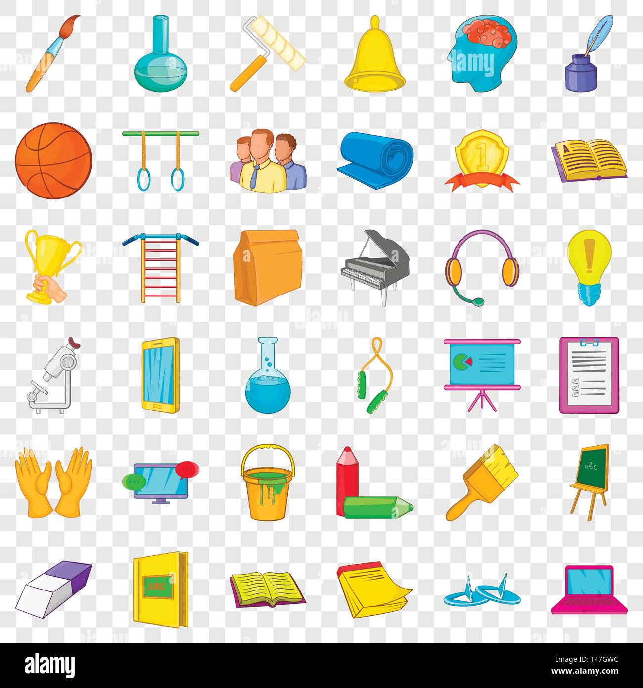 Education in school icons set, cartoon style Stock Vector Image & Art ...