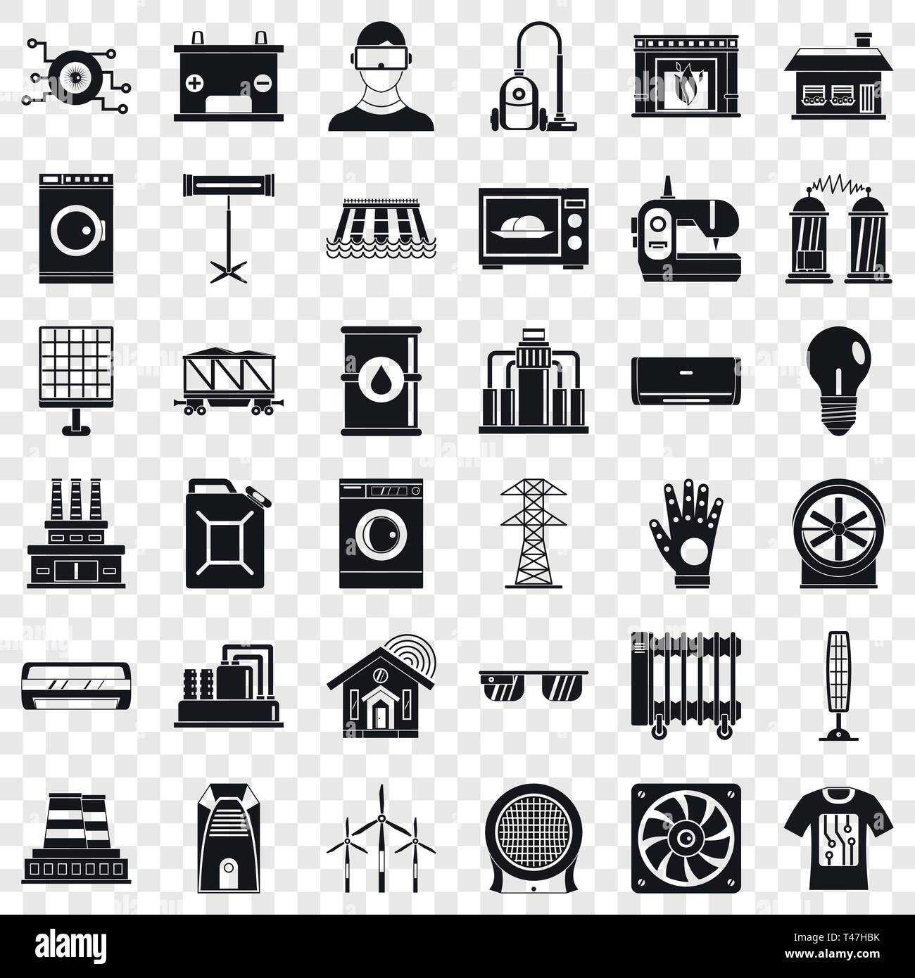 Electricity icons set, simple style Stock Vector