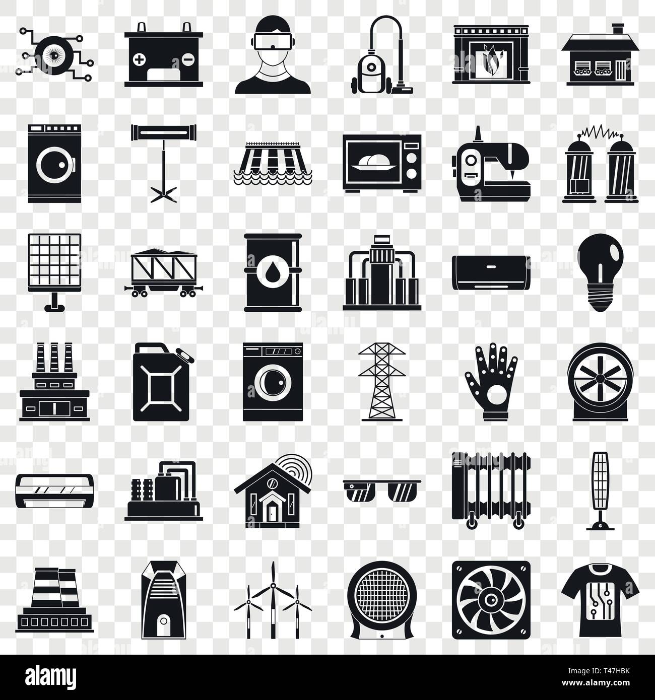 Electricity icons set, simple style Stock Vector