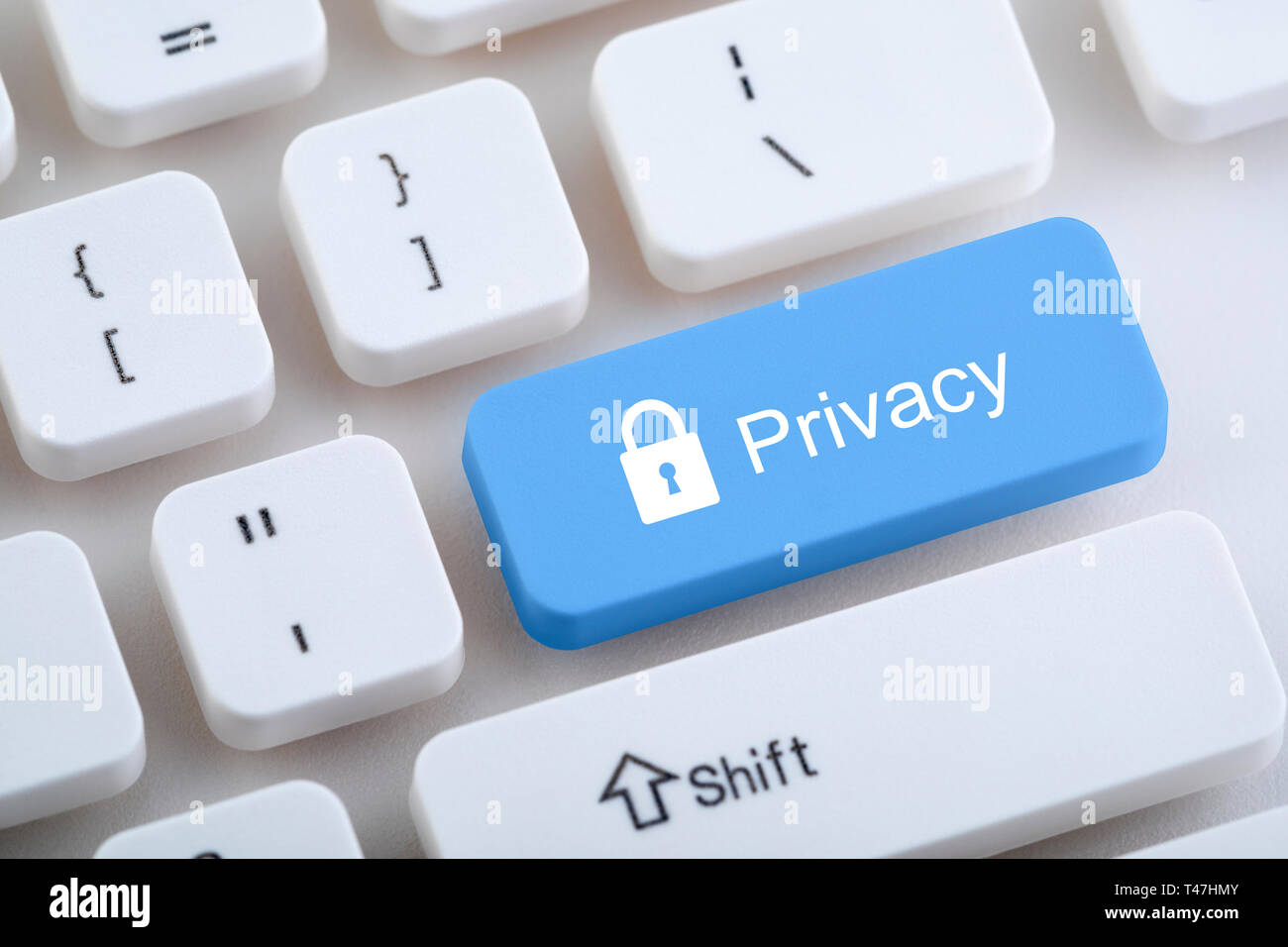 Computer keyboard with privacy button Stock Photo