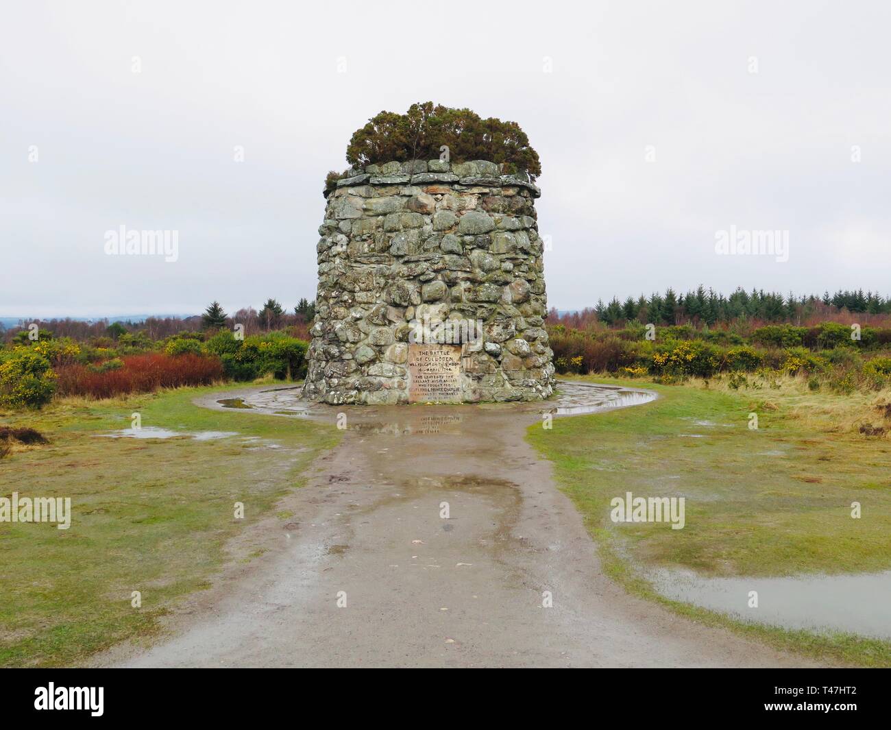 Scotland: Culloden memorial cairn Stock Photo