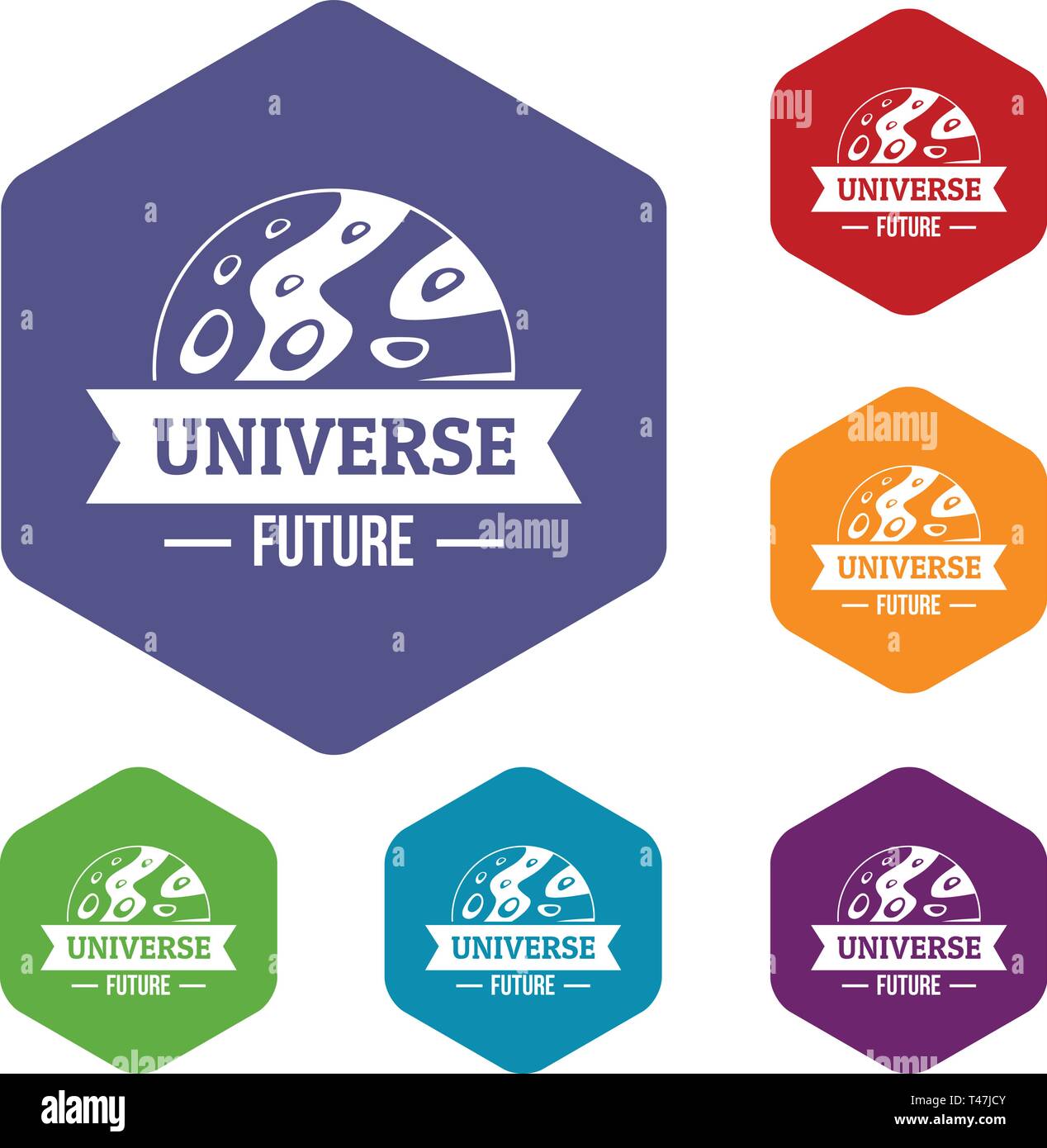 Universe future icons vector hexahedron Stock Vector