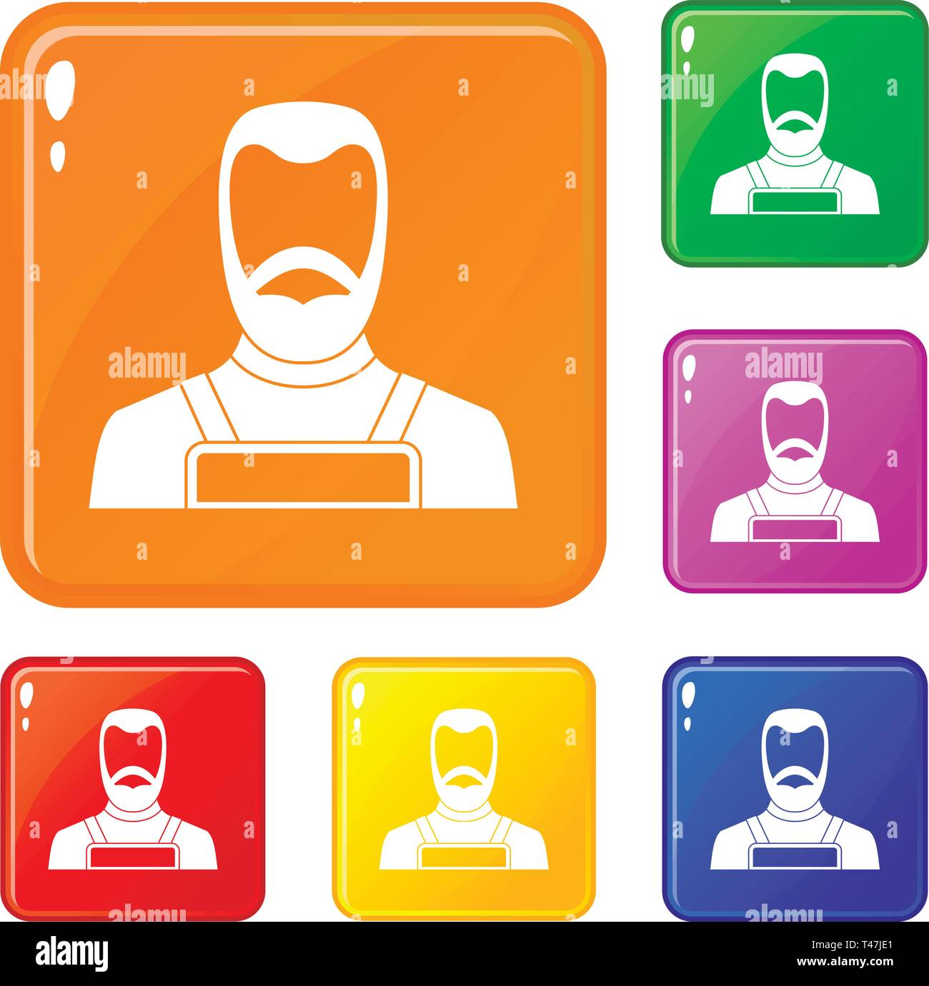 Blacksmith icons set vector color Stock Vector